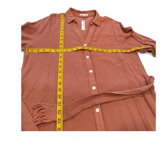 Heartloom Women's Button Front Gauzy Belted Isadora Shirt Dress Clay Medium NWT - Picture 9 of 11
